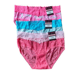 3 Large  Floral Lace Underwear Lace Contrasting Scalloped Trim Underpants Panty